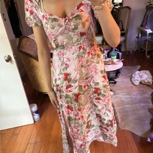 & other stories floral puff sleeve midi dress